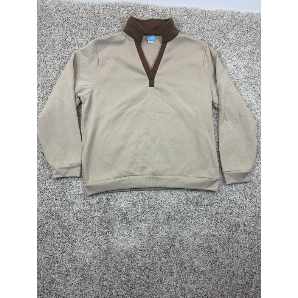 Comfort Corner Womens Sweatshirt Beige Brown Mock Neck Pullover 2 Piece Set C96